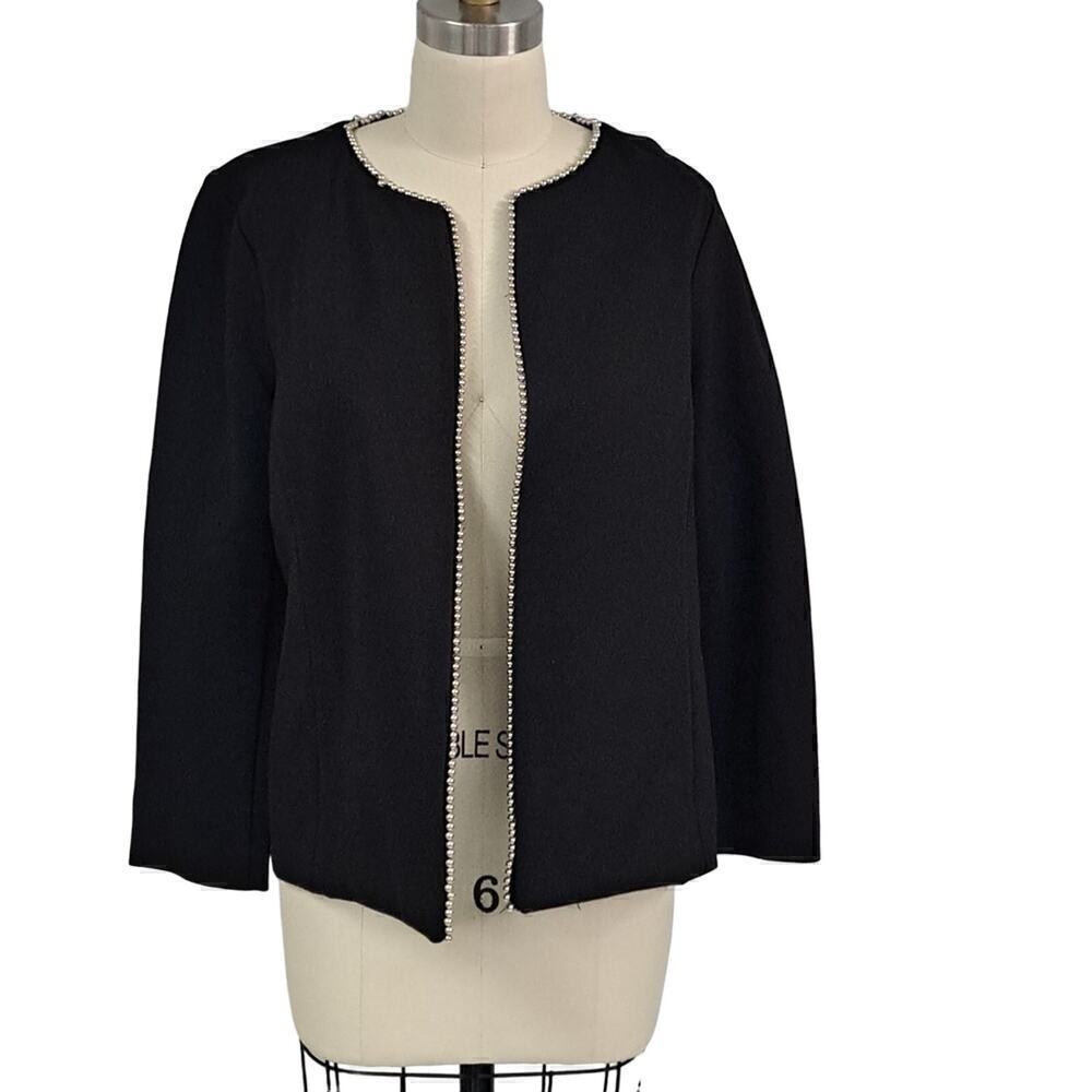 Alfani black blazer with silver ball detail around hem size 14p
